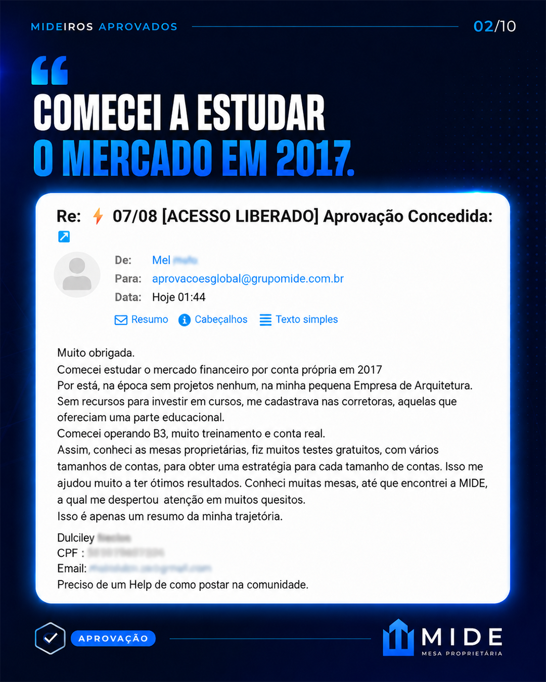 Certificado de aprovação MIDE 1