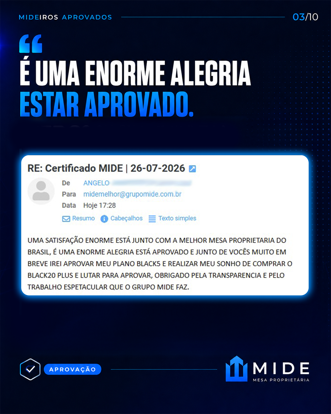 Certificado de aprovação MIDE 2